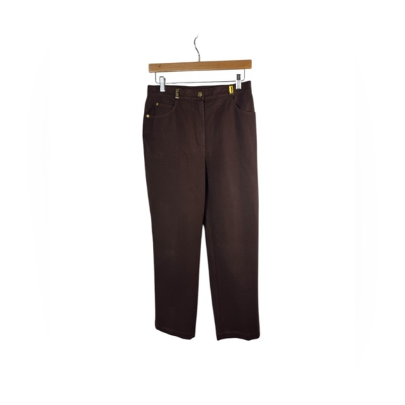 St. John Sport by Marie Gray Pants - St John‎ sport woman’s brown straight leg pants size 4 gold logo on belt loop